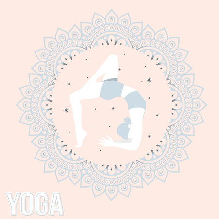 Cute girl character doing yoga concept template Vectorのイラスト素材