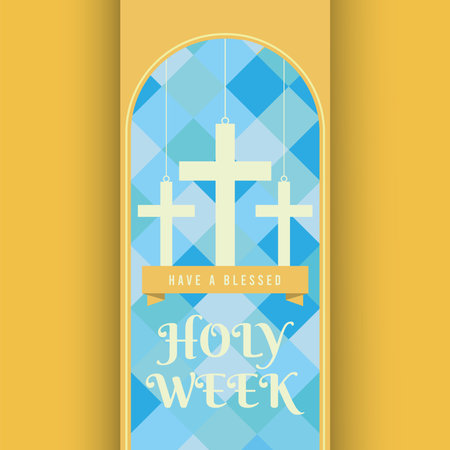 Colored holy week poster with three crosses symbols Vectorのイラスト素材
