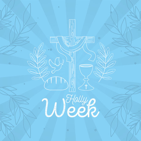 Colored holy week poster with religious icons Vectorのイラスト素材