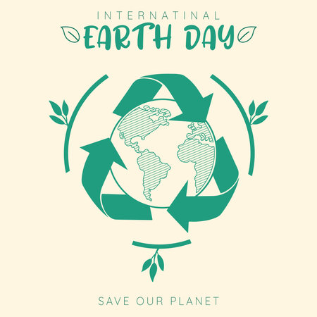 Isolated planet earth with recyclable symbol Happy earth day poster Vectorのイラスト素材