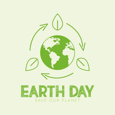 Isolated planet earth with recyclable symbol Happy earth day poster Vectorのイラスト素材