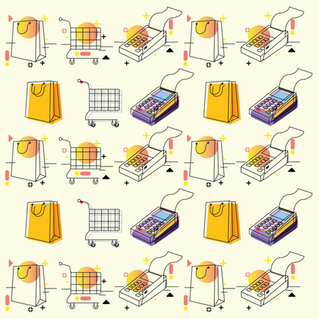 Colored seamless pattern background with shopping icons Vectorのイラスト素材