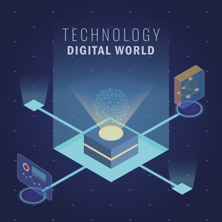 Technology digital world concept poster Vectorのイラスト素材