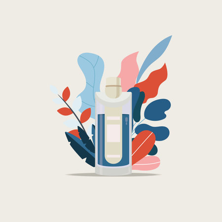 Isolated perfume bottle with natural leaves Vectorのイラスト素材