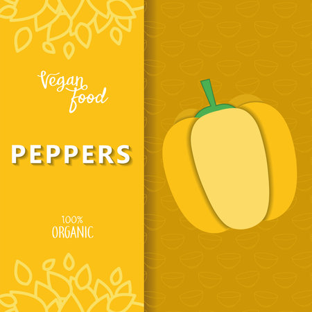 Colored vegan food poster with pepper Vectorのイラスト素材