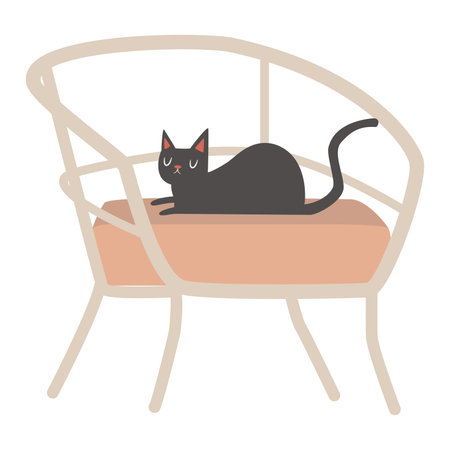 Isolated colored furniture chair with a cat Vectorのイラスト素材