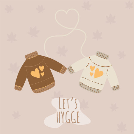 Pair of winter sweaters Hygge time concept template Vectorのイラスト素材