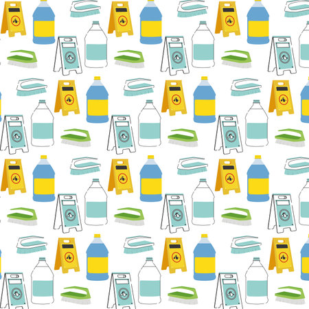 Seamless pattern background with cleaning product icons Vectorのイラスト素材