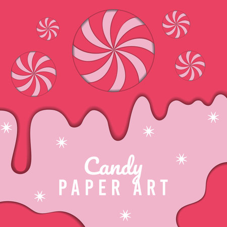 Colored candy paper art background with a candy Vectorのイラスト素材