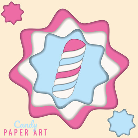 Colored candy paper art background with a marshmallow Vectorのイラスト素材