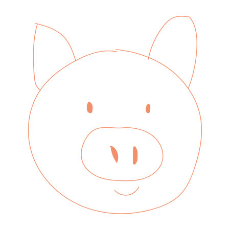 Isolated colored cute pig avatar kid sketch Vectorのイラスト素材
