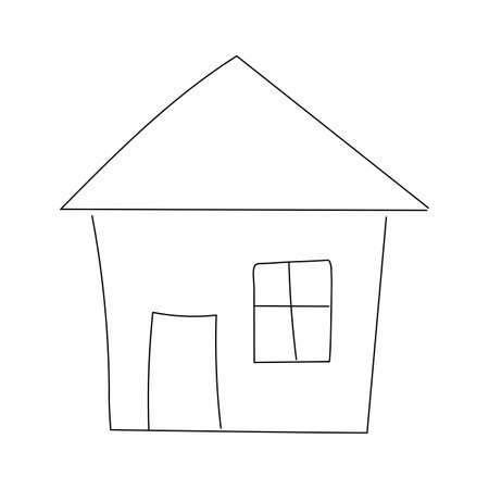 Isolated colored house building kid sketch Vectorのイラスト素材