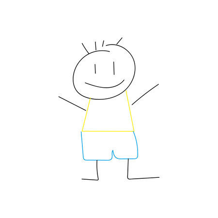 Isolated colored cute boy kid sketch Vectorのイラスト素材