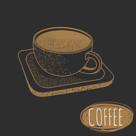 Colored poster with retro coffee cup sketch Vectorのイラスト素材