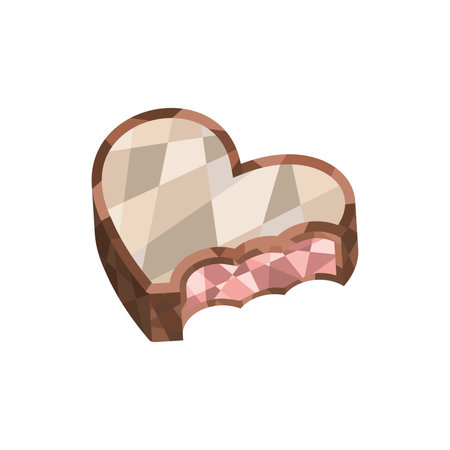 Isolated colored low poly heart shape candy icon Vectorのイラスト素材