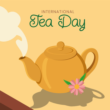 Isolated colored teapot surrounded by leaves Vectorのイラスト素材