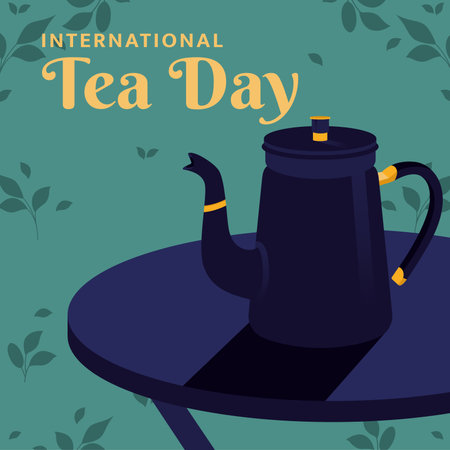 Isolated colored teapot surrounded by leaves Vectorのイラスト素材