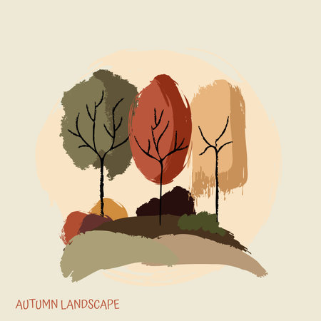 Colored autumn landscape scenario image Vectorのイラスト素材