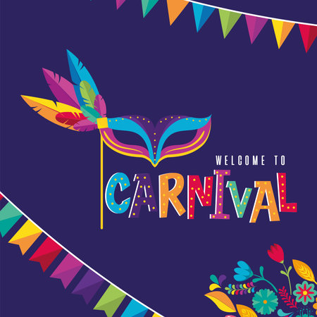 Colored carnival template with venice mask Vectorのイラスト素材