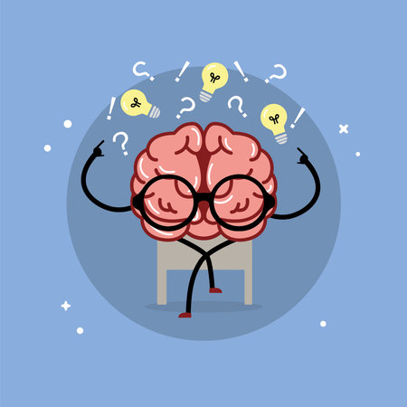 Isolated cute brain cartoon character Vectorのイラスト素材