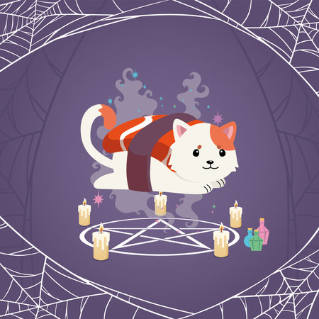 Isolated cute cat with sushi halloween costume Vectorのイラスト素材