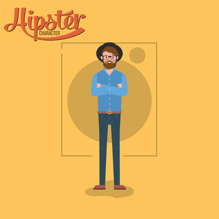 Isolated colored male hipster character Vectorのイラスト素材