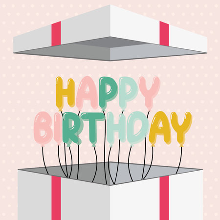 Happy birthday tempalte with an open present Vectorのイラスト素材