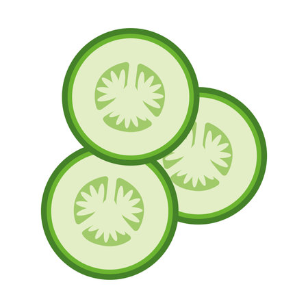 Isolated colored cucumber slices icon Flat design Vectorのイラスト素材