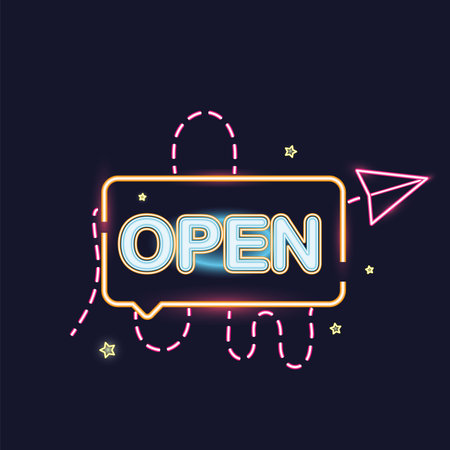 Colored retro open neon announcement Vectorのイラスト素材