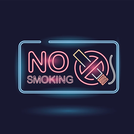 Colored retro no smoking zone neon announcement Vectorのイラスト素材