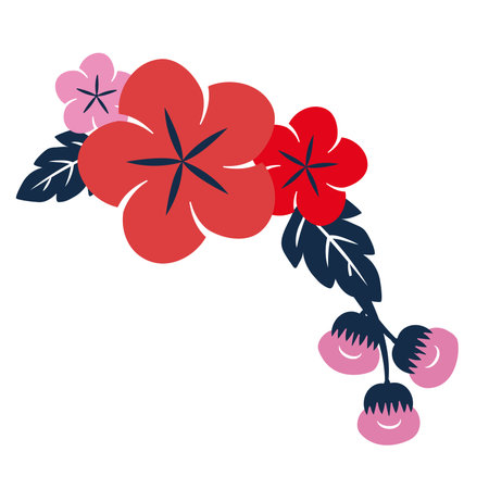 Isolated colored traditional japanese blossom flowers Vectorのイラスト素材