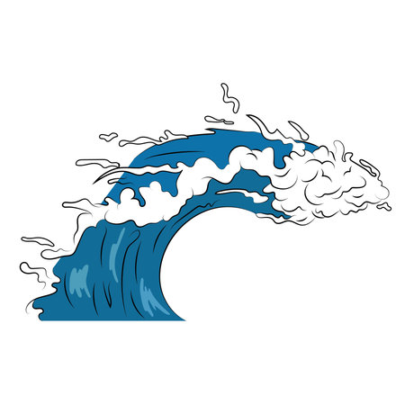 isolated japanese art ocean wave Vectorのイラスト素材