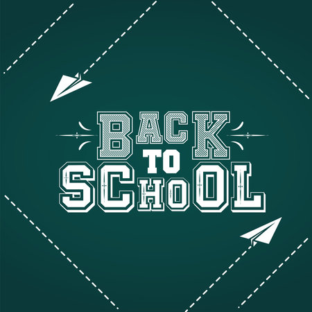 Back to school chalkboard message with origami airplanes Vectorのイラスト素材