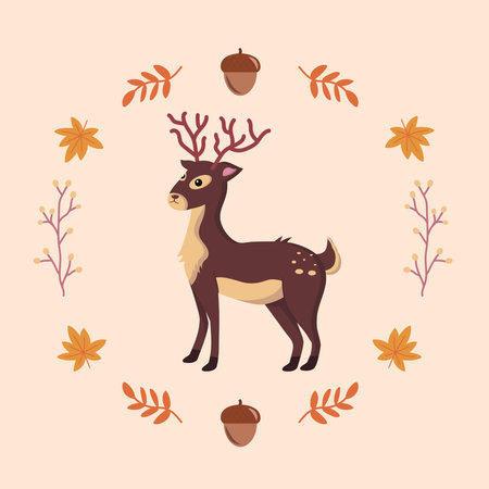 Isolated colored cute reindeer autumn animal Vectorのイラスト素材
