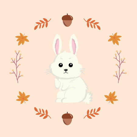 Isolated colored cute rabbit autumn animal Vectorのイラスト素材