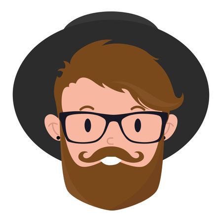 Isolated colored handsome male hipster avatar Vectorのイラスト素材