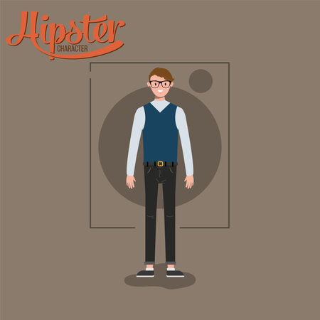 Isolated colored male hipster character Vectorのイラスト素材