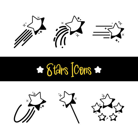 Set of monochrome star shape icons Vectorのイラスト素材