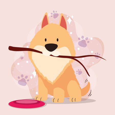Cute happy dog cartoon character Vectorのイラスト素材