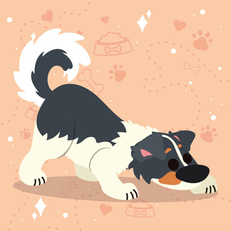 Cute sniffing border collie dog cartoon character Vectorのイラスト素材