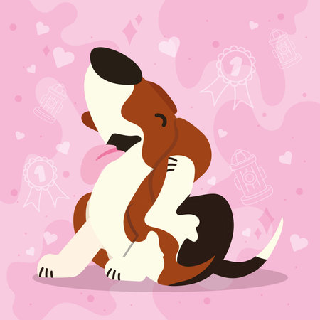 Cute scratching beagle dog cartoon character Vectorのイラスト素材