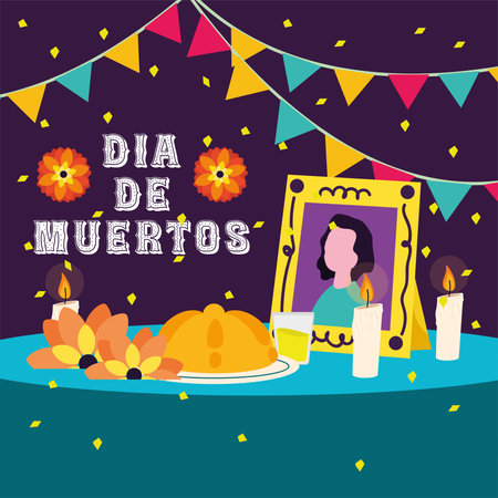 Dia de los muertos background with an altar Vectorのイラスト素材