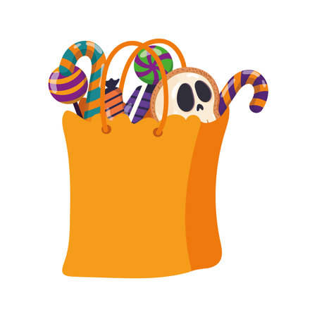 Colored halloween candies bag Happy halloween Vectorのイラスト素材