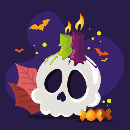 Skull with candles Halloween season Vectorのイラスト素材