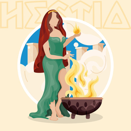 Isolated colored hestia greek god of the domestic character Vectorのイラスト素材