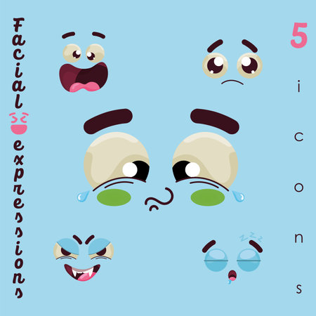 Set of different facial expression Vectorのイラスト素材