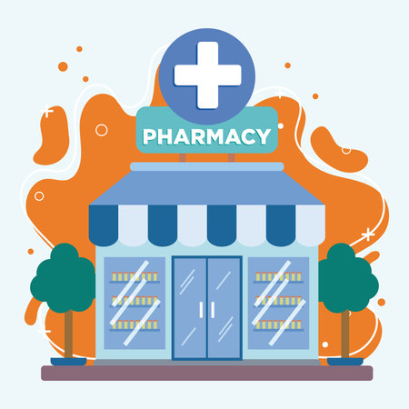 Isolated colored pharmacy shop building sketch icon Vectorのイラスト素材