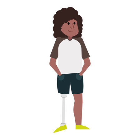 Cute girl with a leg prosthesis Vectorのイラスト素材