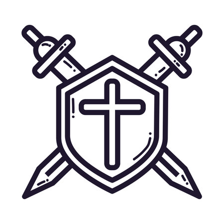Isolated Shield and swords icon Medieval weapon Vectorのイラスト素材