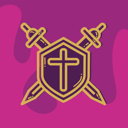 Isolated Shield and swords icon Medieval weapon Vectorのイラスト素材